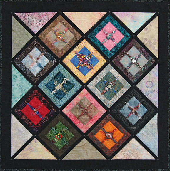 Intersections, beaded quilt by Robin Atkins, bead artist