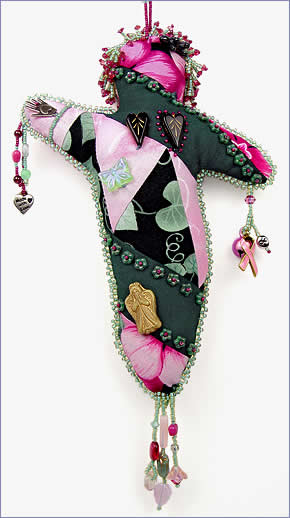 Full Recovery Companion, healing spirit doll made for a friend with breast cancer, by Robin Atkins, bead artist