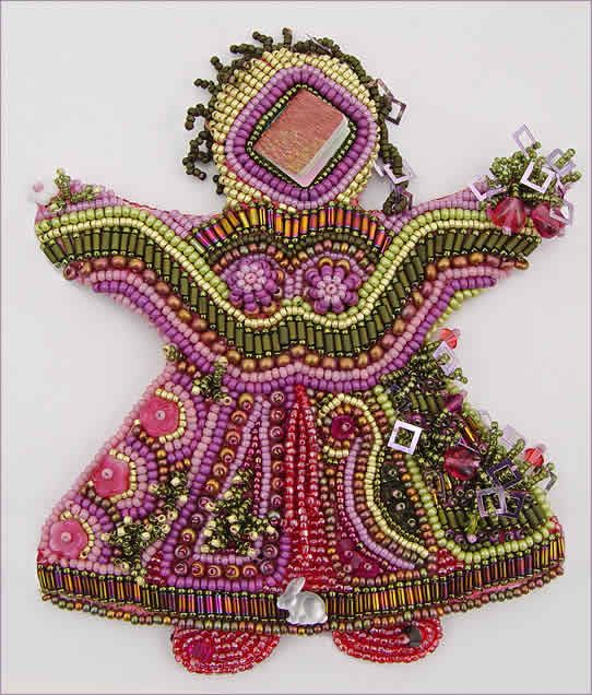 Doll 2, bead embroidered doll, large picture, by Robin Atkins, bead artist