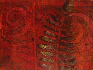 Painted decorative paper, Raised Fern Pattern, by Robin Atkins, bead artist