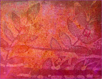 Painted decorative paper, Hot Pink Texture Leaves, by Robin Atkins, bead artist