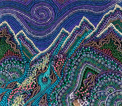 Mountains and Streams, bead embroidery by bead artist, Robin Atkins