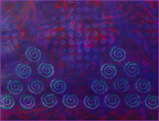 Painted decorative paper, Blue Spirals, by Robin Atkins, bead artist