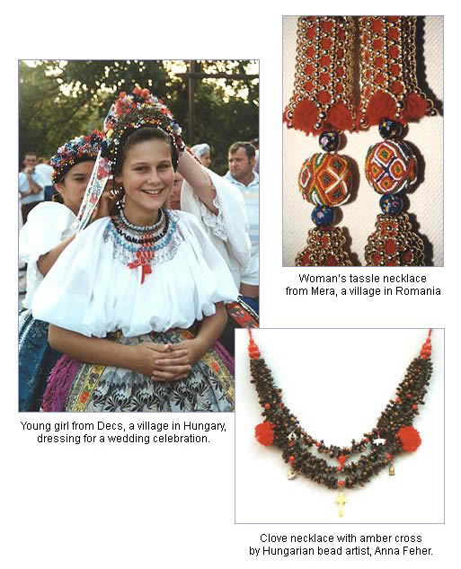 Pictures of costumes, jewlery, and beadwork from Hungary and Romania. Photos by Robin Atkins, bead artist.
