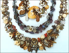 Three Treasure Necklaces by Robin Atkins, bead artist