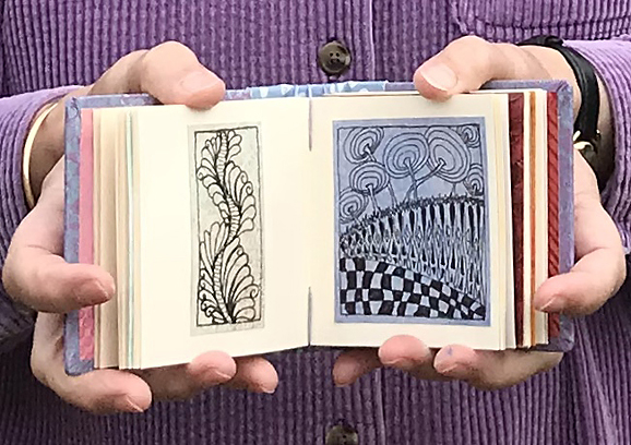 Handmade book, Zentangle patterns by Robin Atkins, bead artist